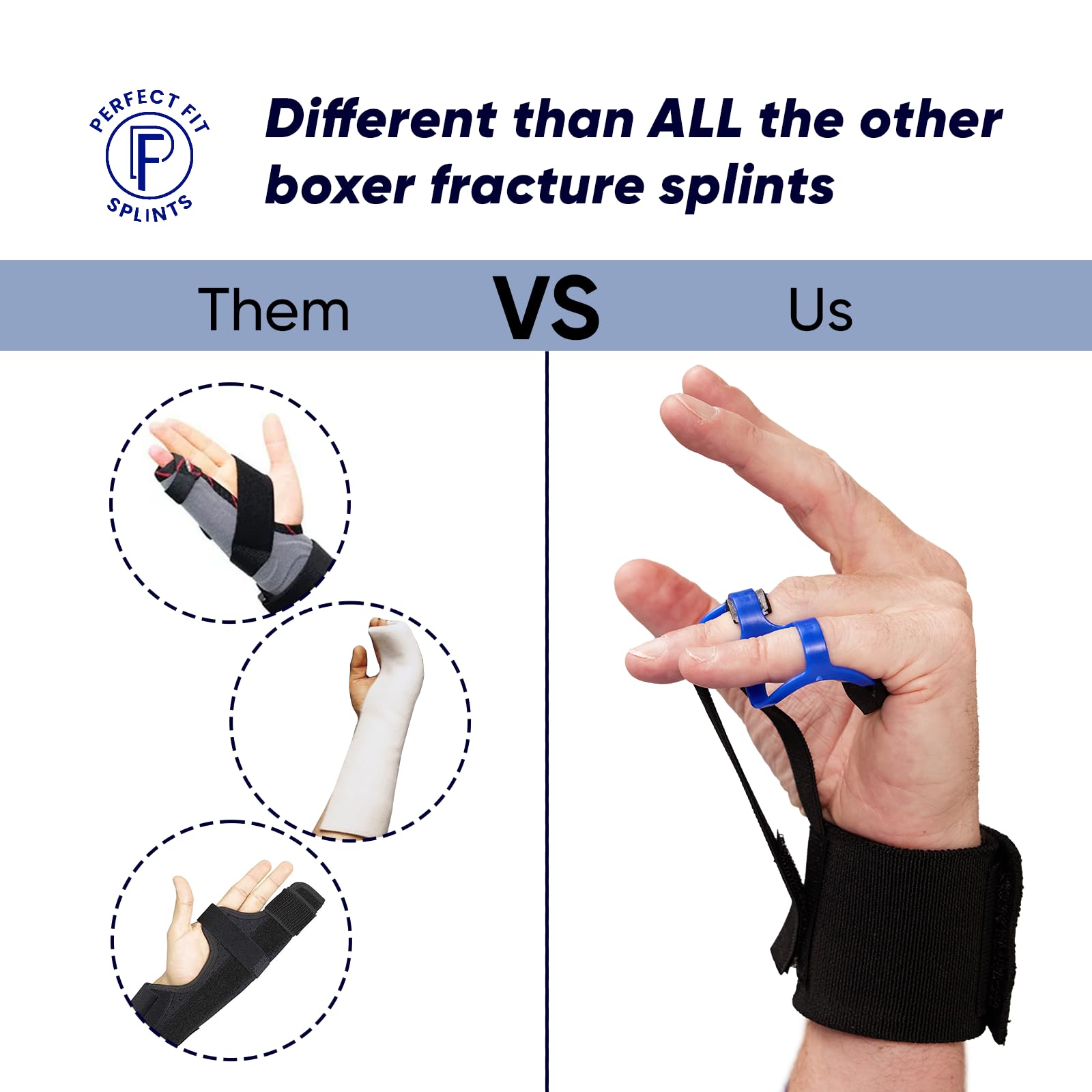 PERFECT FIT SPLINTS Boxer Fracture Brace, Ulnar Gutter Splint, Hand Fracture Splint, Metacarpal Fracture (Left Hand)