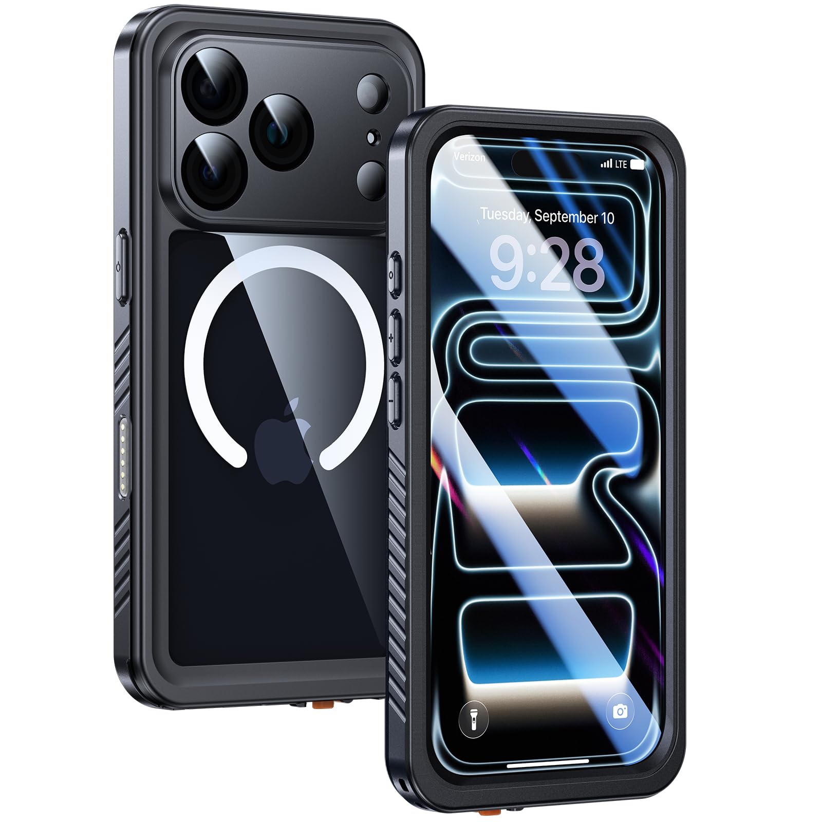 Lanhiem Magnetic for iPhone 17 Pro Case Waterproof, Built in Screen Protector & Camera Protection, [Compatible with MagSafe] Full Body Dustproof Heavy Duty Rugged Phone Case 6.3'' (Black)