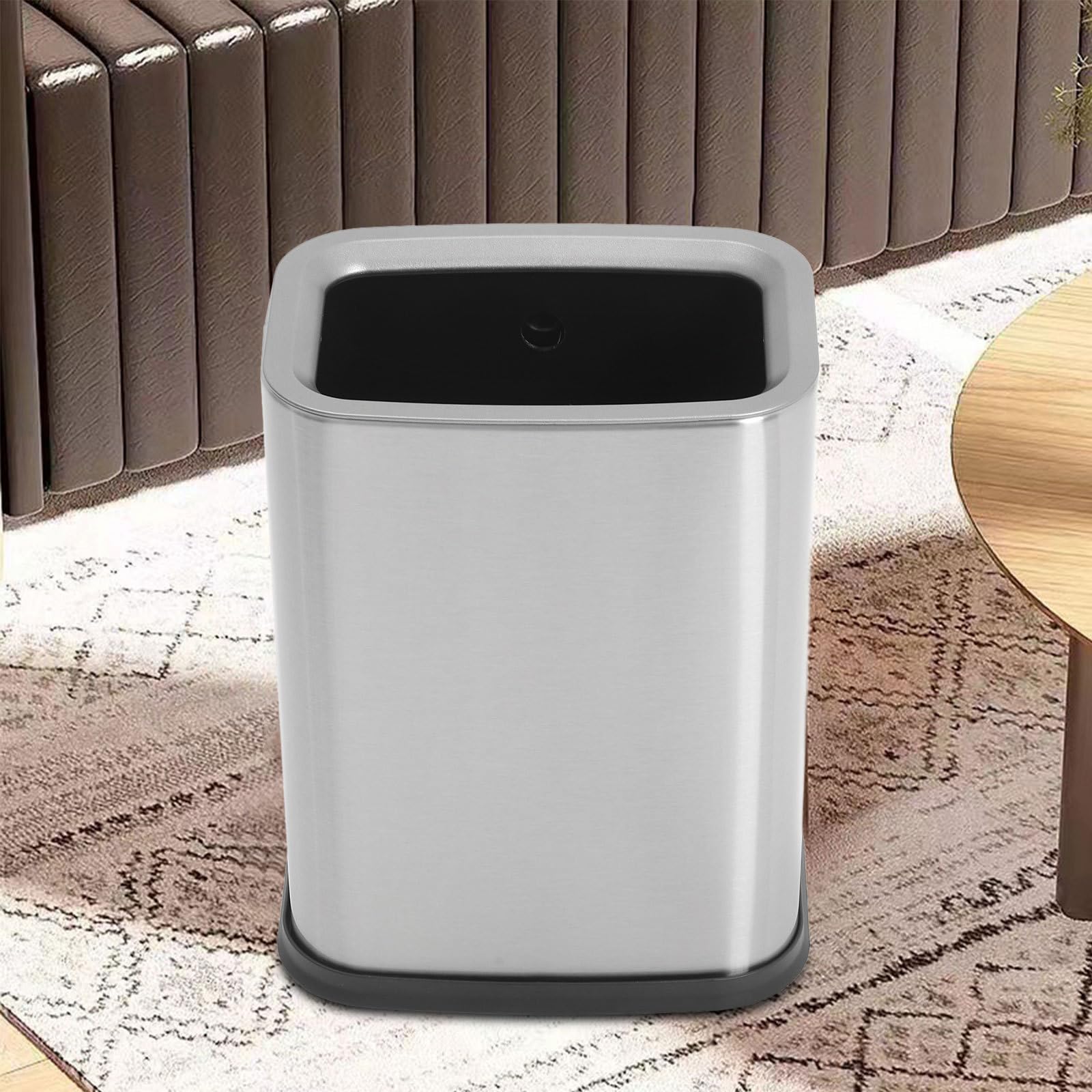 Cubo de Basura de Acero Inoxidable de 8 L con Sistema de Doble Compartimento y Diseño Abierto para Baño y Cocina, Moderno y Reutilizable