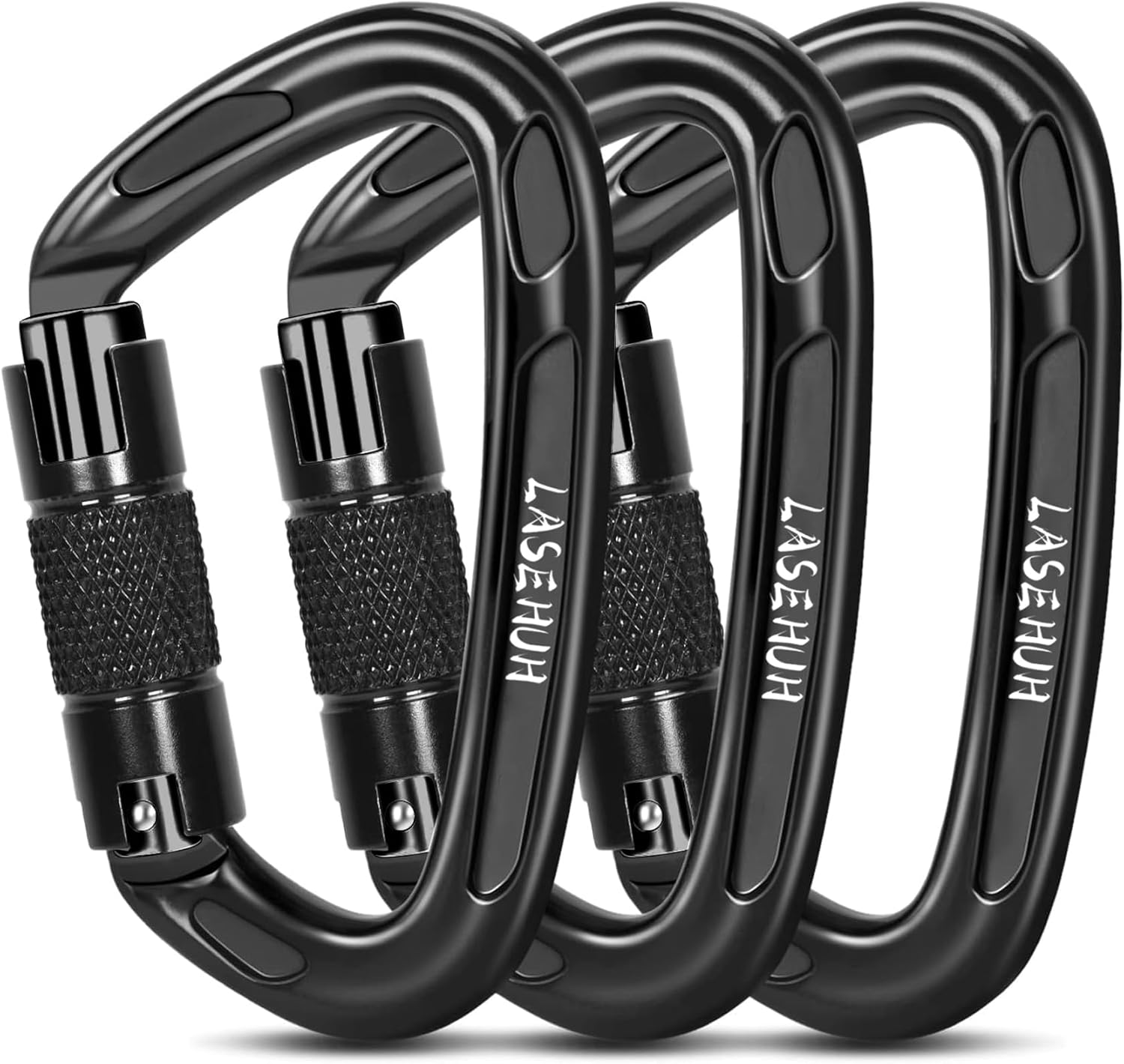 UIAA Certified 25KN Auto Locking Climbing Carabiner Clips, D Shaped, Twist Lock, and Heavy Duty Carabiners for Rock Climbing, Rappelling,3.93 Inch, Large Size.