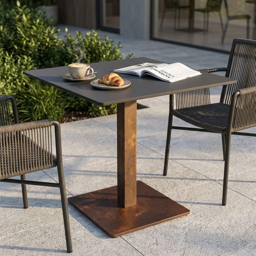 milani home - base per tavolo da pranzo a colonna 50 x 50 x 72 cm, bronzo, acciaio