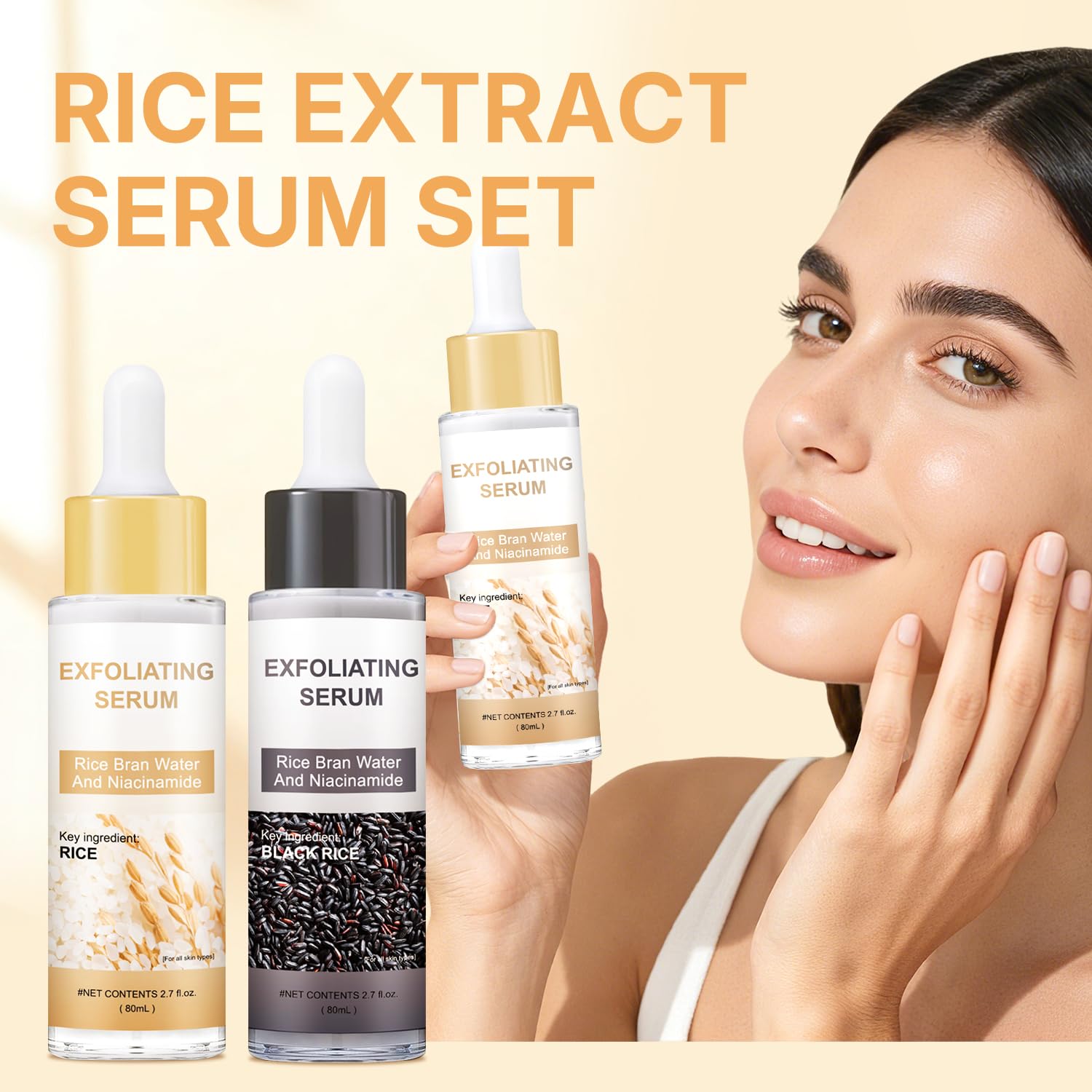 Peel Shot Glow Rice Ampoule Duo - Black & White Rice Exfoliating Serum with Rice Extracts, Gently Exfoliates & Refines Pores, Deeply Hydrates for Most Skin Types, 2.7 Fl Oz- 2Pack