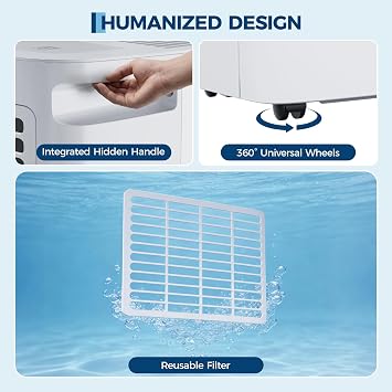 22 Pint Dehumidifier for Up to 3000 Sq Ft, Efficient Dehumidifier with Reusable Filter, Auto Shut-Off & Continuous Drain Option, Portable Quiet Dehumidifier for Basement Bathroom Large & M