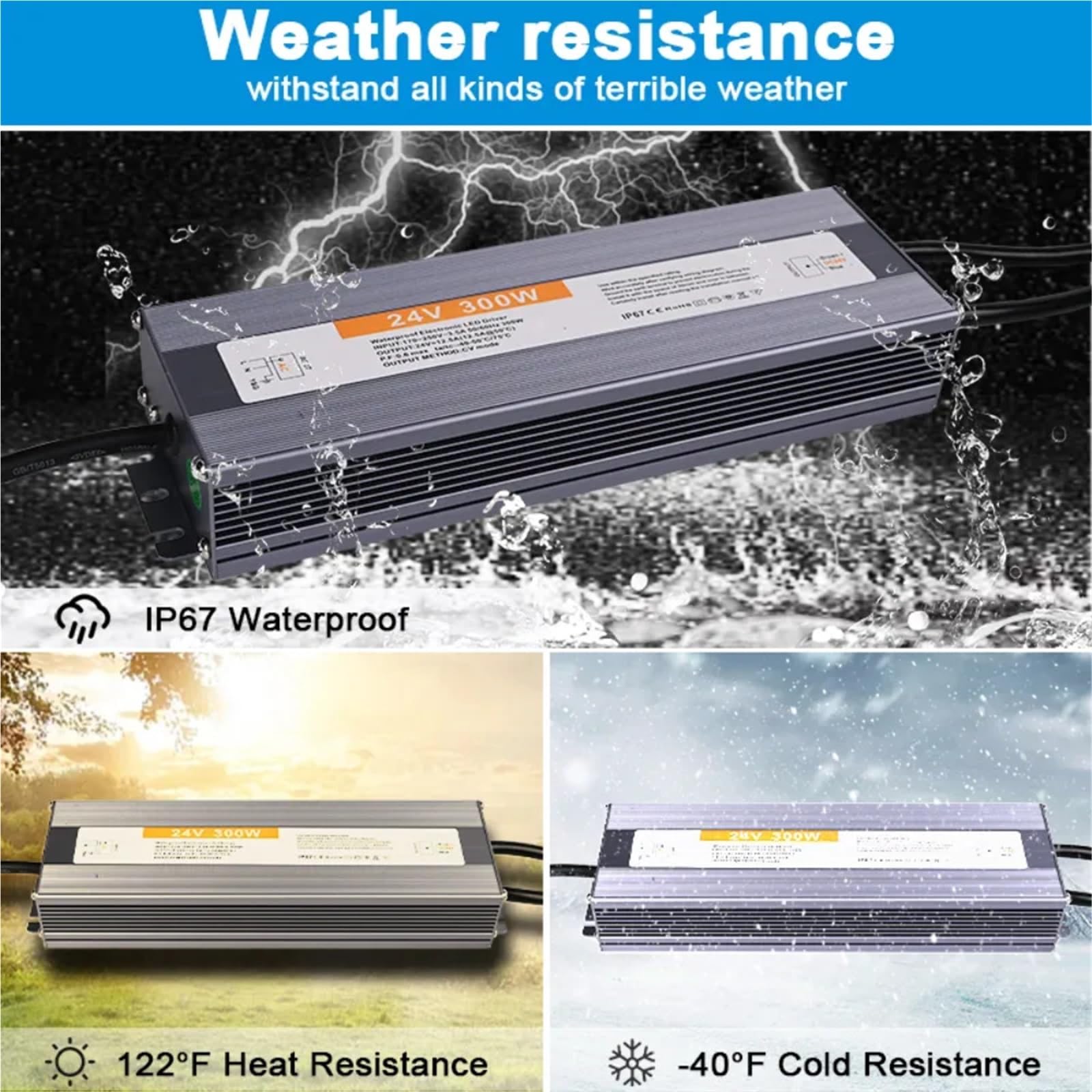 Alimentatore DC 12V 24V 50W AC 220V IP67 Driver LED impermeabile 1A 3A 5A 10A 25A(24V 4.2A 100W)