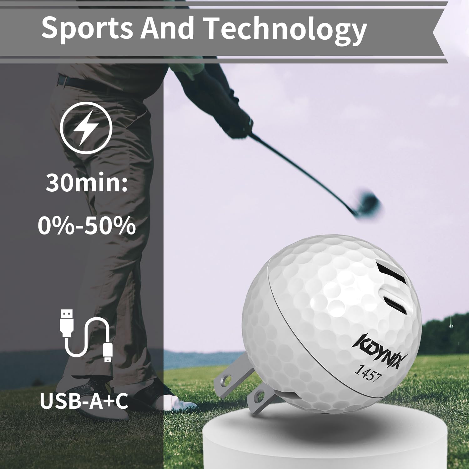 20W Creative Golf Charger Block with 2000mAh Portable Soccer Power Bank