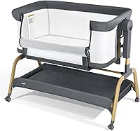 Jimglo 3 in 1 Baby Bassinet: Bedside Sleeper, Rocking Crib & Portable Newborn Bassinet w/ Adjustable Height, Breathable Mesh, Wheels & Comfy Mattress