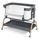 3 in 1 Baby Bassinet&comma; Bedside Bassinet for Baby&comma; Rocking Bassinet with Comfy Mattress and Wheels&comma; 6 Height Adjustable Easy Folding Portable Bedside Crib for Newborn