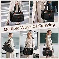 Vista 5 de RAINSMORE Teacher Tote Bag for Women Work Bags 15.6 Inch Laptop Tote Bag with Large Cup Holder Nurse Bag Computer Handbag