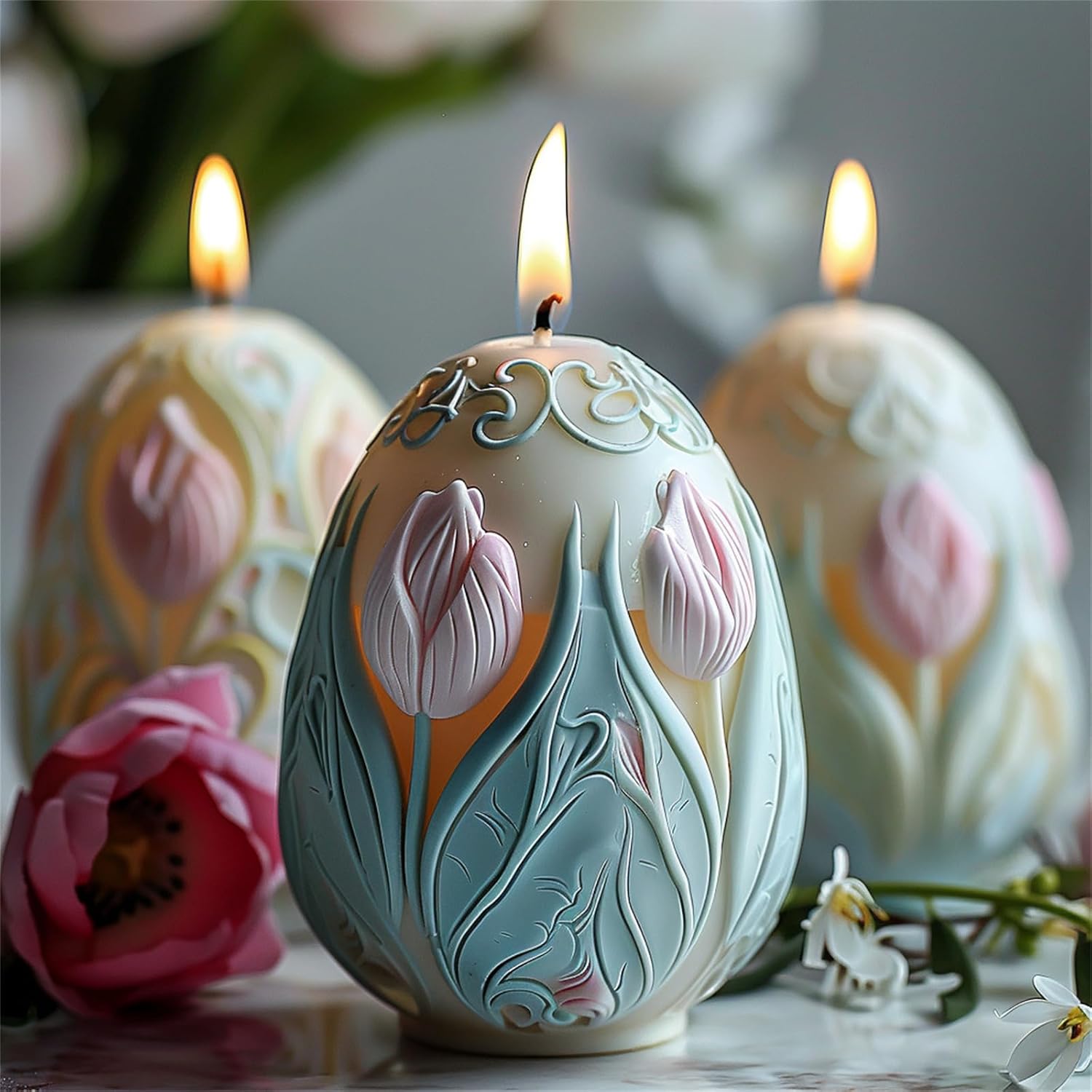 Rose Flower Easters Relief Eggs Silicone Molds Ornament Handmade Castings Craft Supplies Easters Relief Eggs Silicone Ornament Epoxy Resin Rose