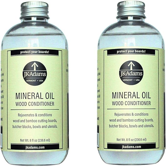 JK Adams Mineral Oil Wood Conditioner 8 Ounce Bottle, Set
