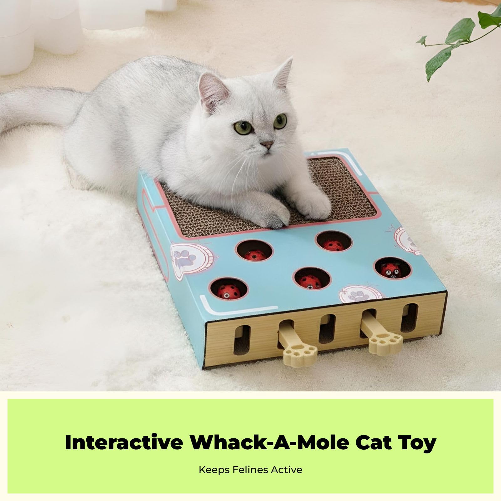 KESOTO Interaktives Katzenspielzeug Cat Activity Fun Board, kreatives Kratzbrett für Katzen, Whack-a-Mole-Spielzeug für Kätzchen, Intelligenzspielzeug zum Spielen mit Katzen