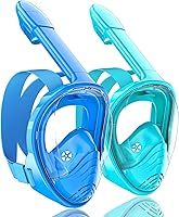 Vista 16 de QingSong Máscara de esnórquel para niños de cara completa, juego de esnórquel con soporte para cámara, plegable, vista panorámica de 180 grados