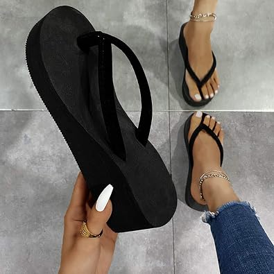 Women's Platform Flip Flops Lightweight Comfortable Soft Cushion Wedge Flip Flops Dressy & Casual Summer Beach Walking Thong Sandals Slides Indoor Outdoor Travel