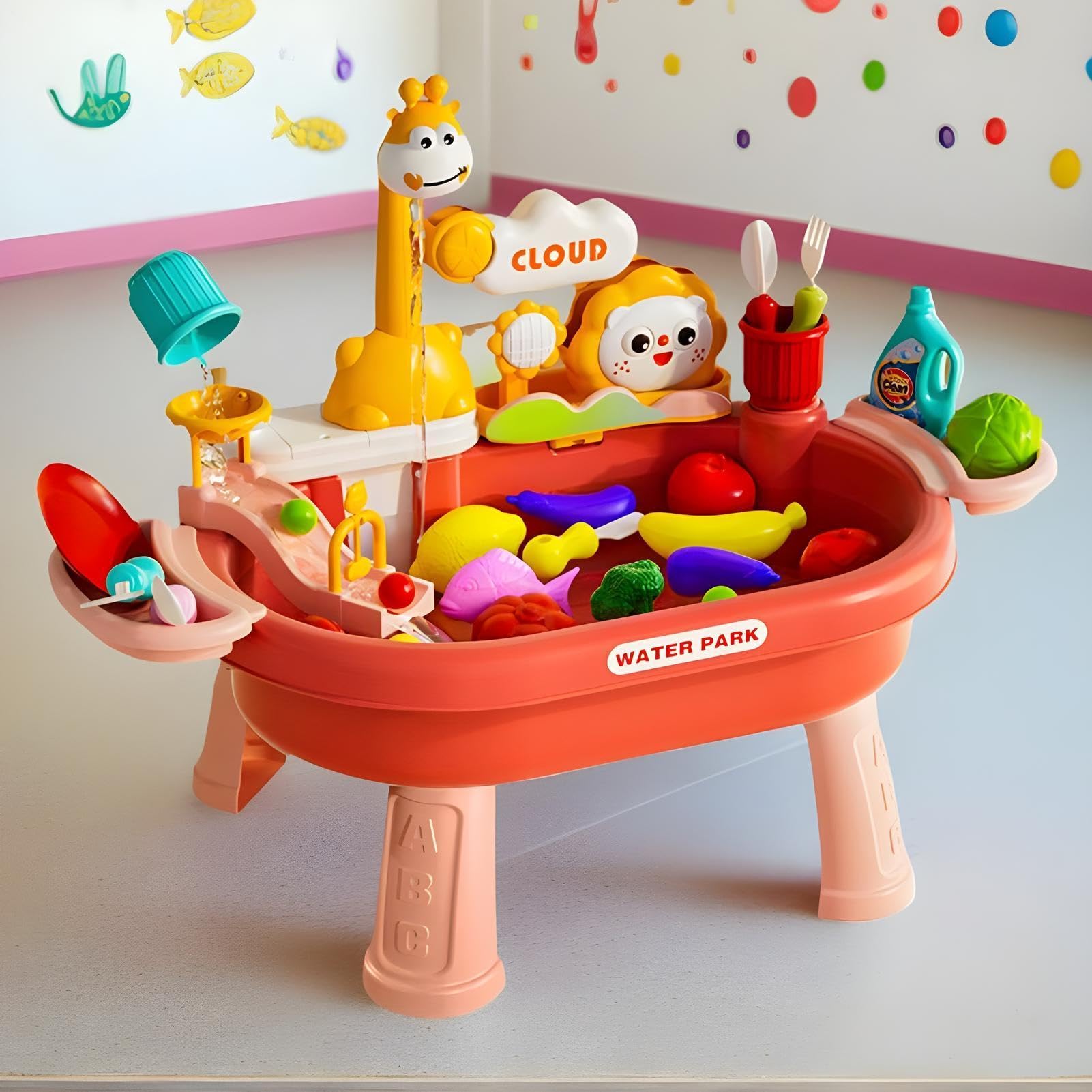 Wasserspielzeug Für Kleinkinder Wasser Und Sand Aktivitätstisch Mit Zubehör | Elektrisches Sommer Spielzeug Mit Angelspiel Für Garten Innen Spielplatz
