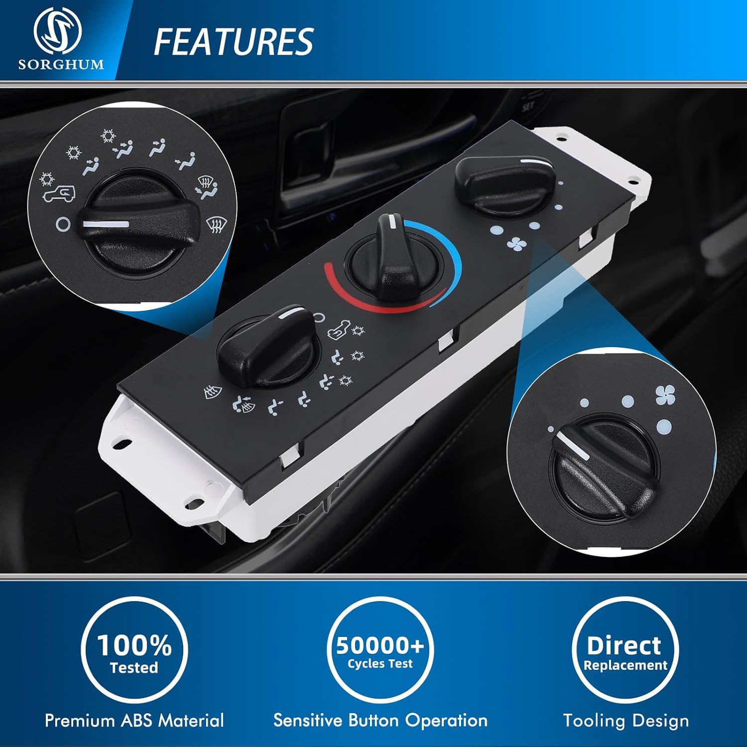 Sorghum Climate Control Module - A/C Control Panel Module Air Conditioning Heater Control Switch Compatible with 2005 2006 Jeep Wrangler Replace OEM 55056558AA 55056558AB SM2141