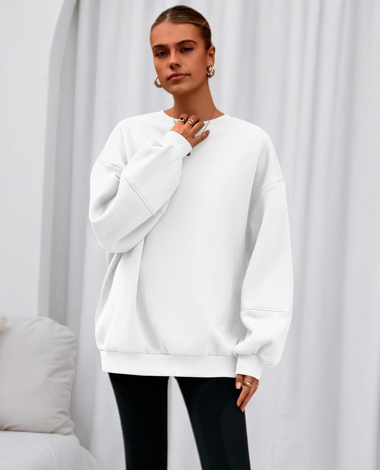 PRETTYGARDEN Oversized Sweatshirt for Women Fall Long Sleeve Crewneck Fleece Loose Fit Casual Pullover Tops Fashion Clothing - Image 4