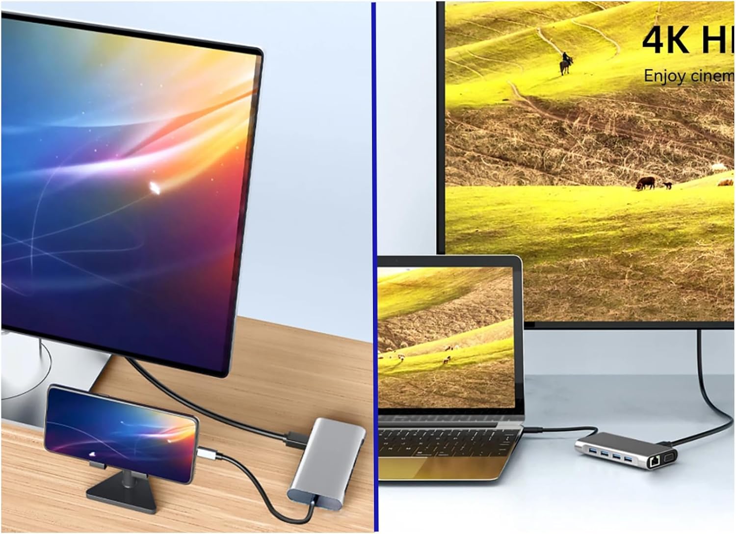 USB C Hub Laptop Docking Station 11 in 1 USBC Adapter Dongle to HDMI,Ethernet,4 USB,VGA,TF SD Card Reader,Audio,PD Compatible with iPhone16/MacBook and Other Type C Laptops