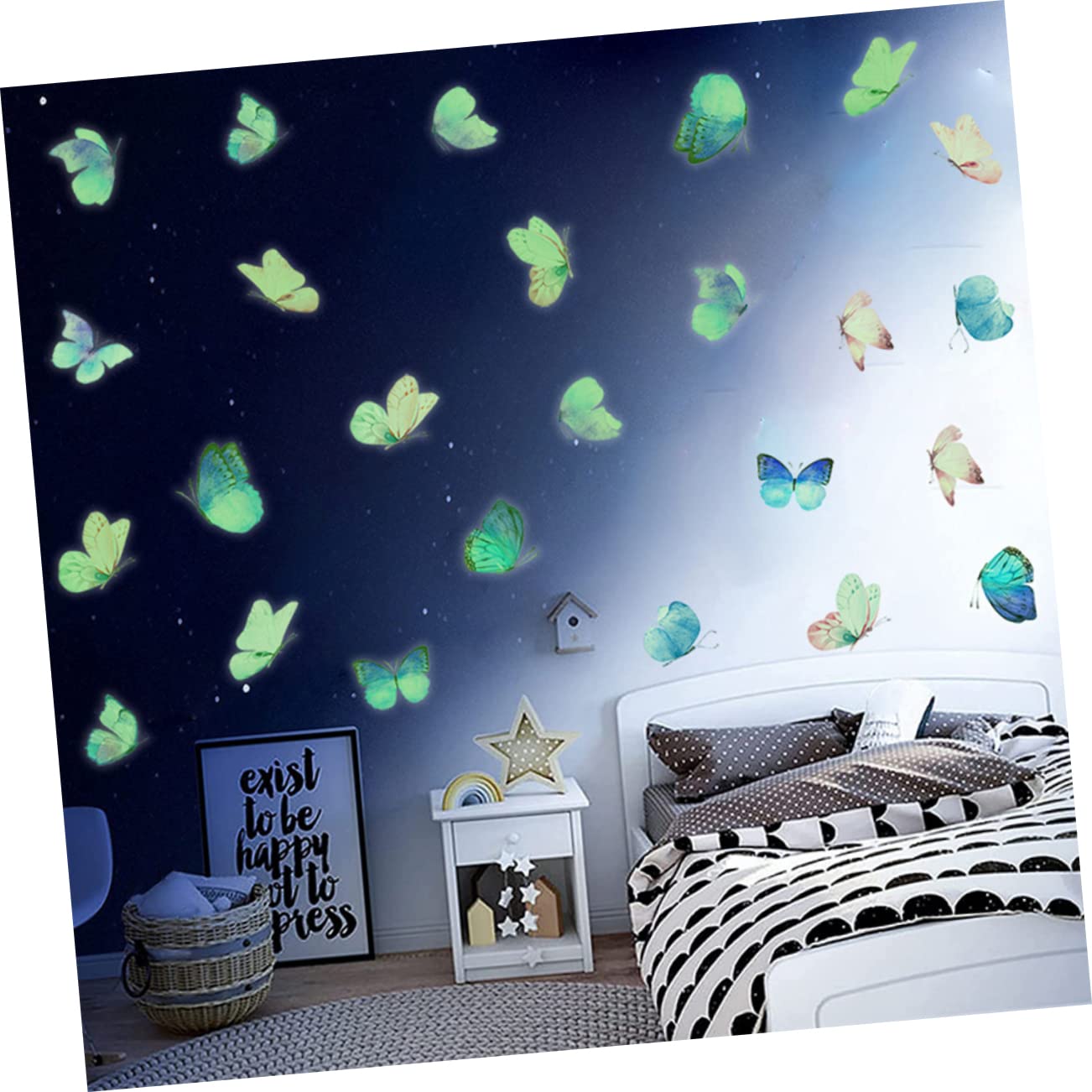Lurrose 4 Set Di Adesivi Murali A Forma Di Farfalla Luminosa Adesivi Murali Notturni Per Cameretta Dei A Forma Di Farfalle Carta Da Parati Luminosa Per Cameretta Dei
