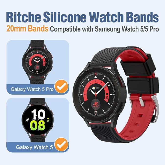 Ritche Christmas Gift Silicone Watch Band 18mm 20mm 22mm 24mm Quick Release Rubber Watch Bands for Men Women, White Elephant Gifts, Stocking Stuffers For Men