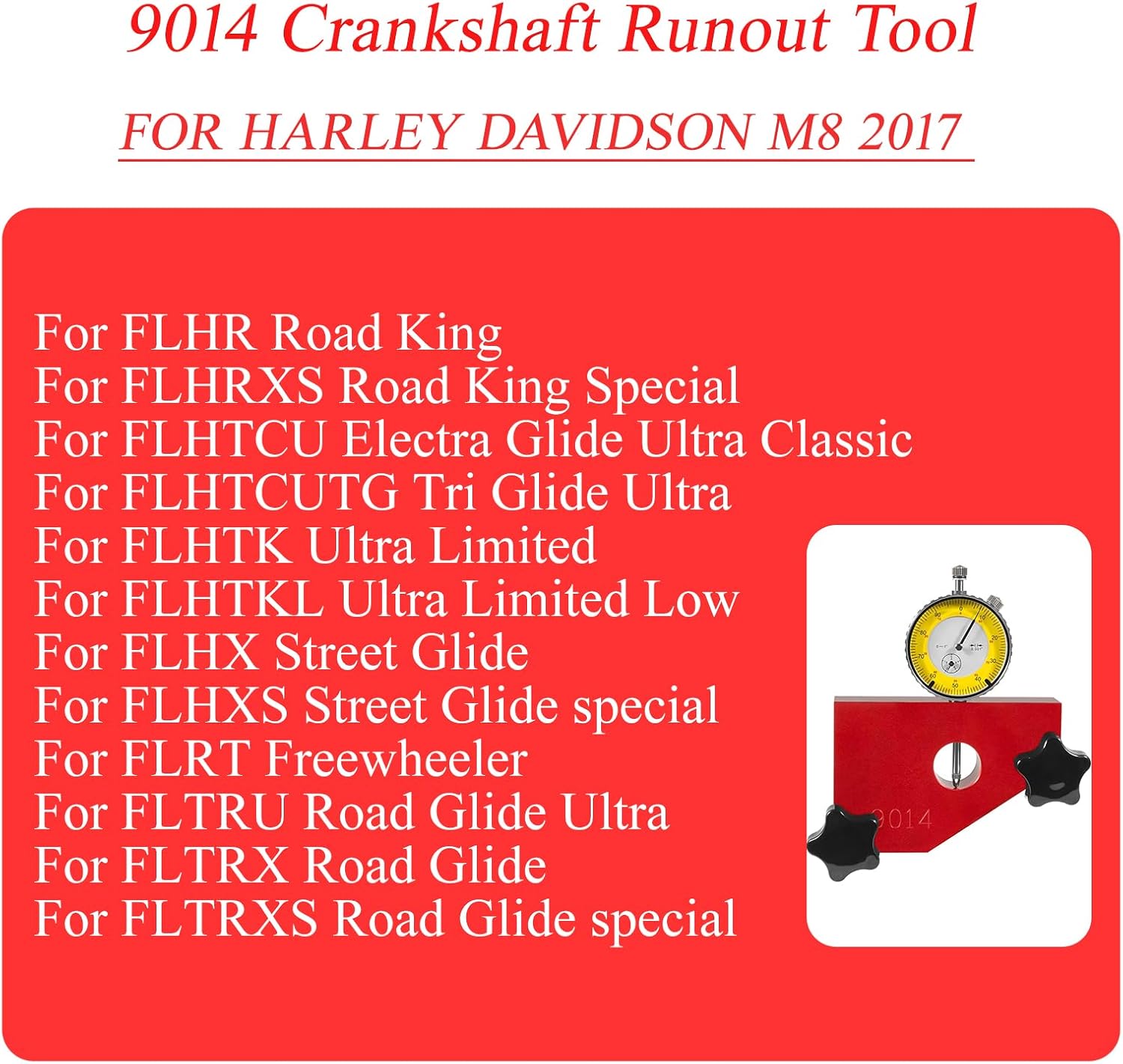 9014 Crankshaft Runout Measuring Tool Gear Drive Backlash Tool for Harley Davidson