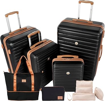 Travelhouse 10-Piece Hardshell Luggage Set with Spinner Wheels & TSA Lock | Lightweight ABS+PC hardside set includes 16", 20", 24", 28" suitcases + cosmetic case + duffel bag + packing cubes