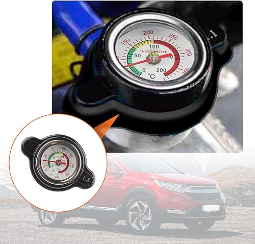 Miniatura 4 de 1 tapa de radiador de presión modificada para automóvil con medidor de temperatura, tapa de tanque de combustible de metal resistente al agua de 1.8