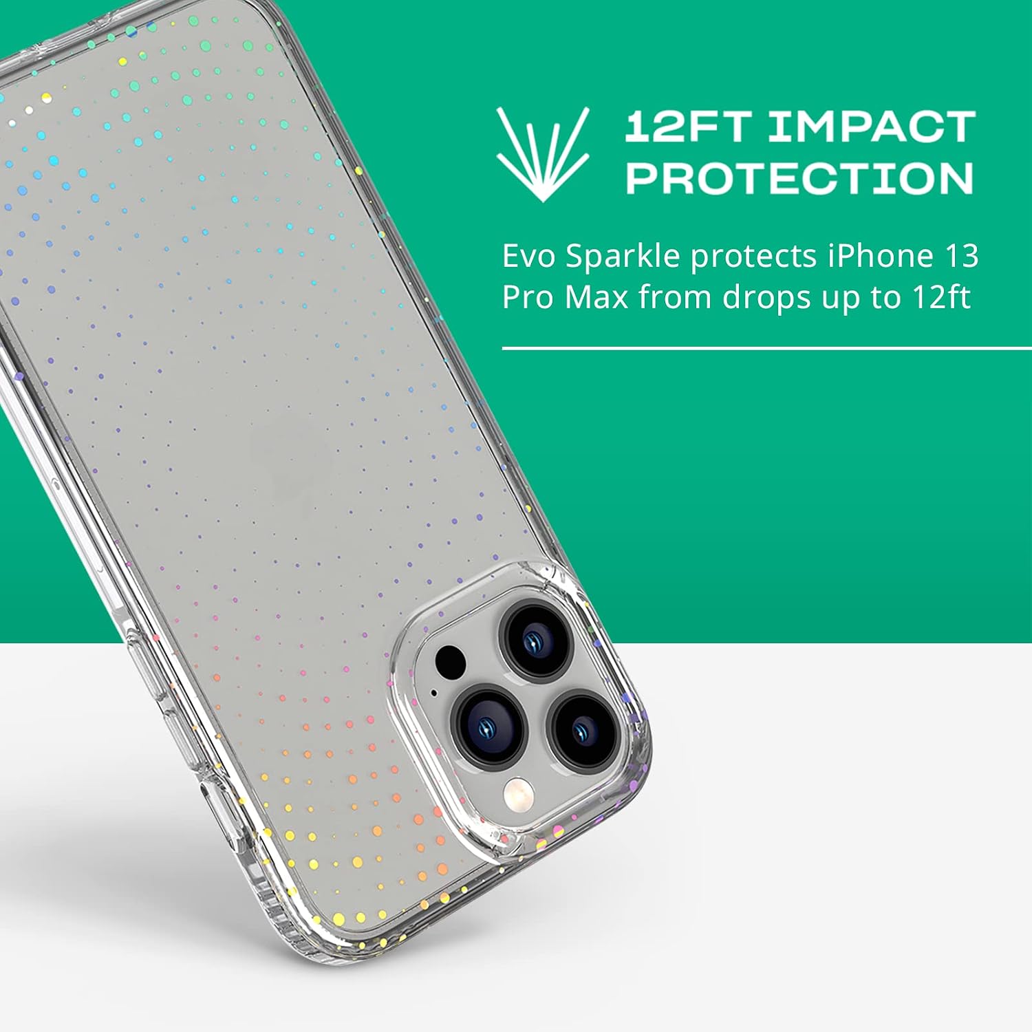 Tech21 Evo Sparkle for iPhone 13 Pro Max – Shimmering Phone Case with 12ft Multi-Drop Protection