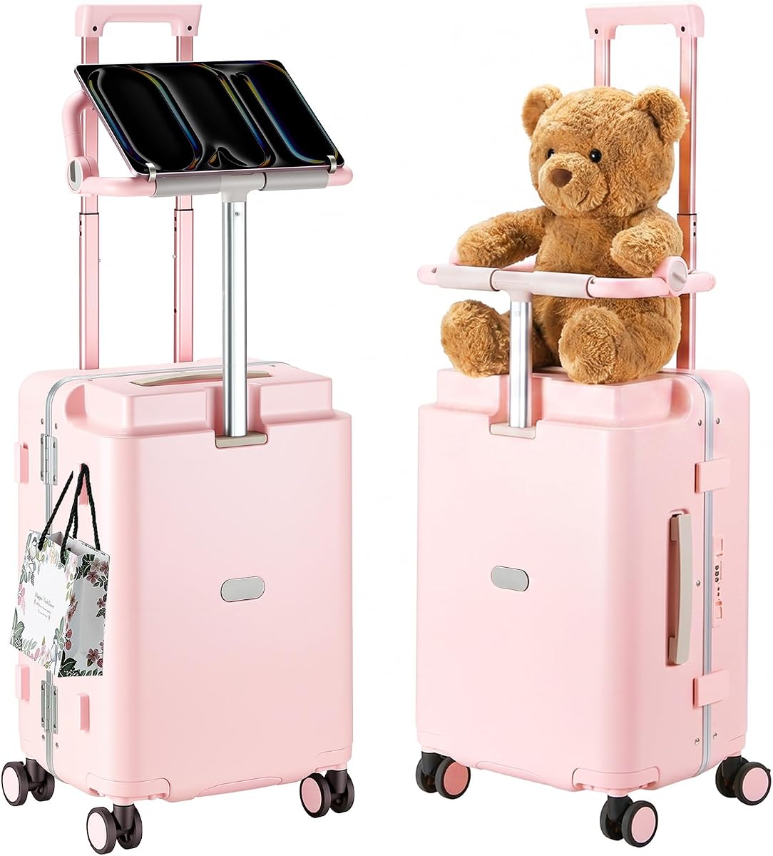 Ride-On Luggage with Adjustable Seat&Multi-Mode Handle,Pink(1 Piece)