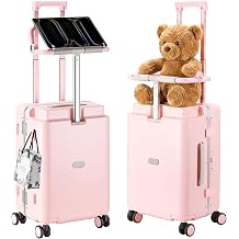 Ride-On Luggage with Adjustable Seat&Multi-Mode Handle,Pink1 Piece | 3-in-1 Hard Shell Travel Suitcase with Multi-Function Telescopic Handle,Braked 4-Spinner Wheels,Cup Holder&Hooks,TSA Lock