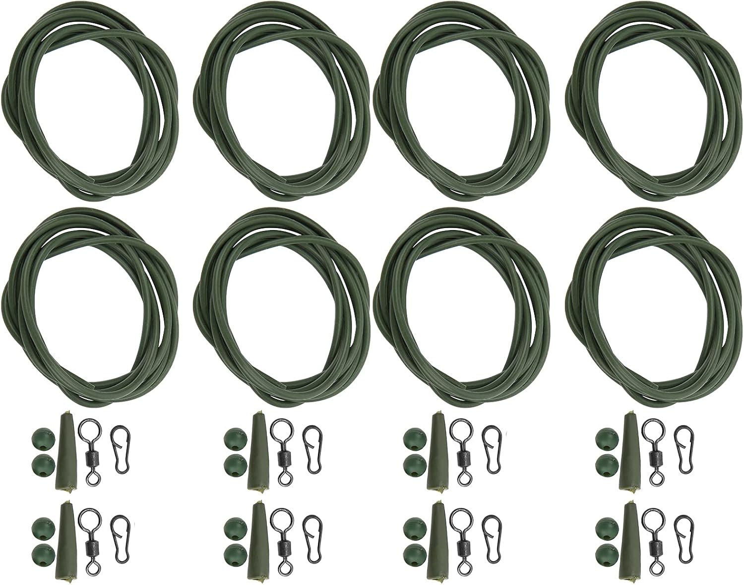 Dilwe 8PCS ABS + Copper Alloy Portable Silicone Hair Clips Rotatable Carp Fishing Accessories Fishing Hook Set Circle Bait Jig Hook Fishing Tackle Accessories(Green)