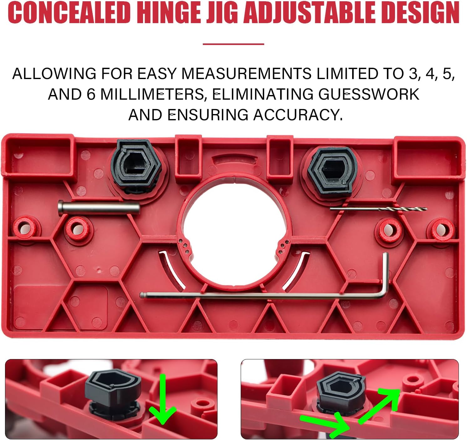 35mm Hinge Drilling Jig Hole Guide Woodworking Tools, Concealed Hinge Jig for Kitchen Cabinet Doors