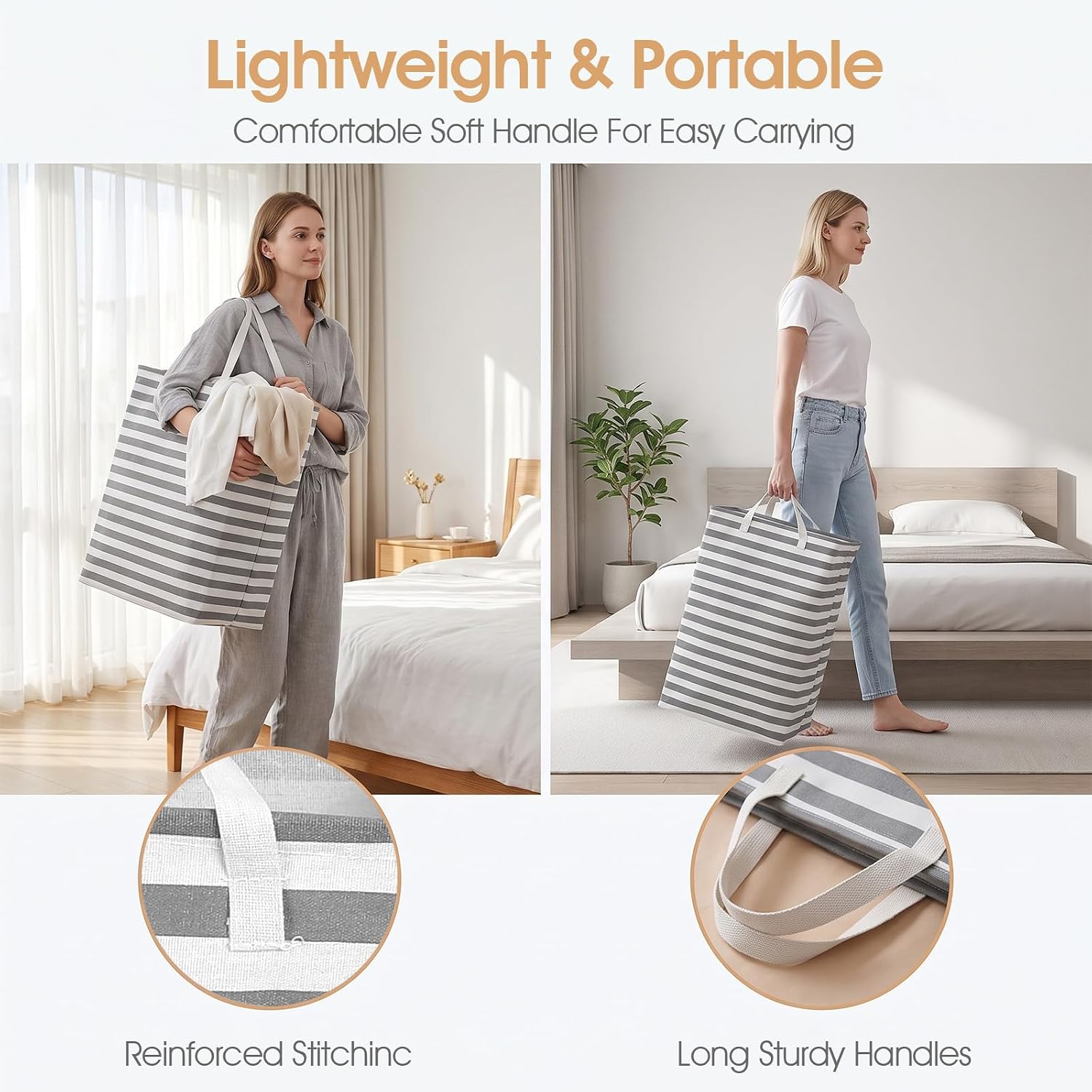 Laundry Basket 75L Foldable 4-Pack Cotton Linen Storage Hamper image 4