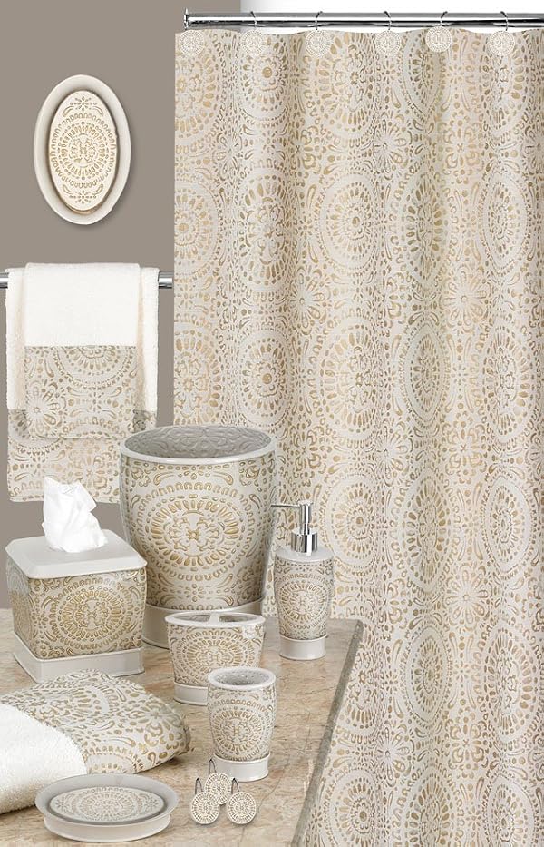 Popular Bath Shower Curtain, Vescade Collection, 70" x 72", Beige by Popular Bath - Image 3