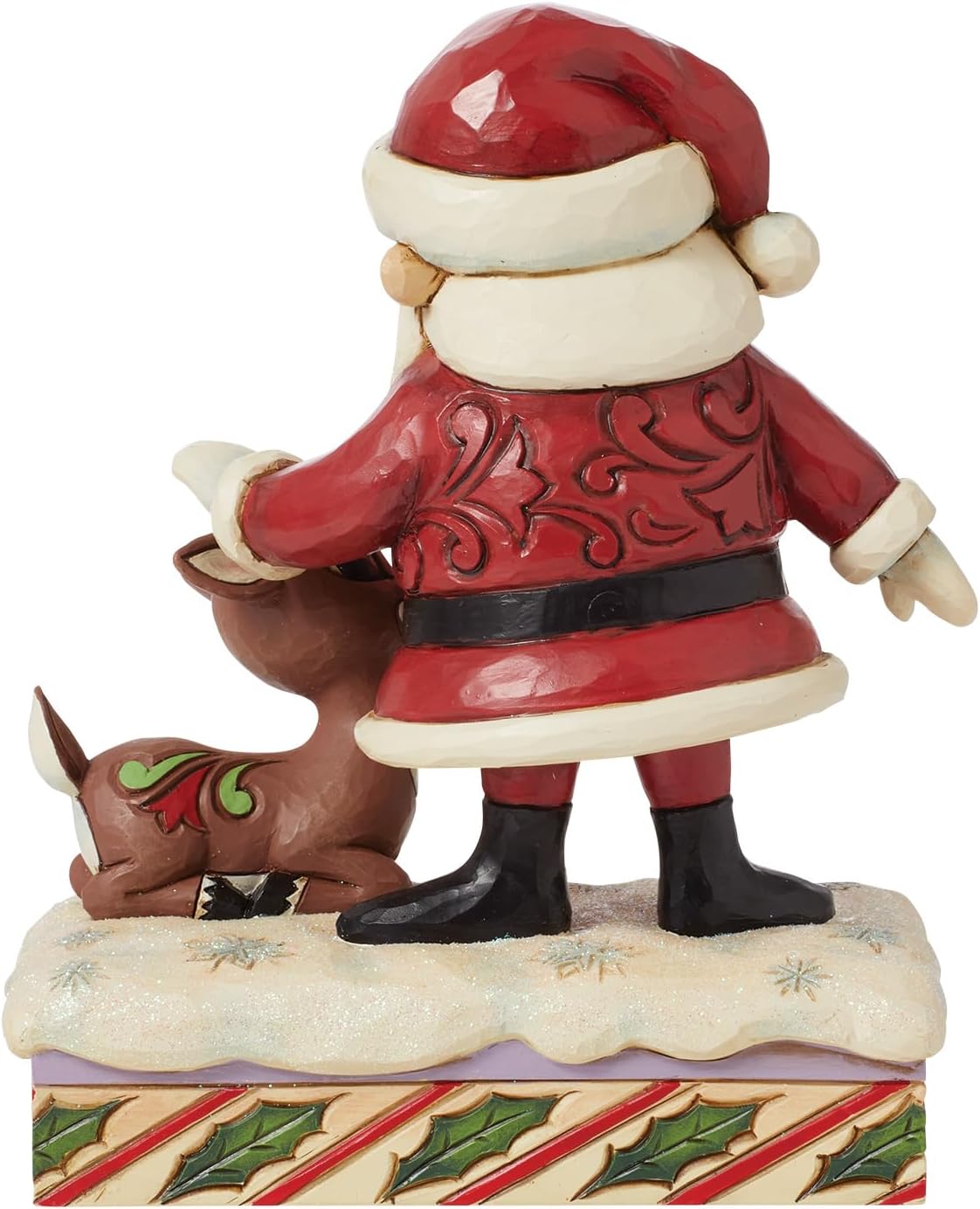 Enesco Rudolph Traditions by Jim Shore Santa Petting Rudolph Reindeer Lit Figurine- Stone Resin Hand Painted Crafted Collectible Rudolph Figurines with Lights Christmas Home Decor Statue, 6.3 Inch