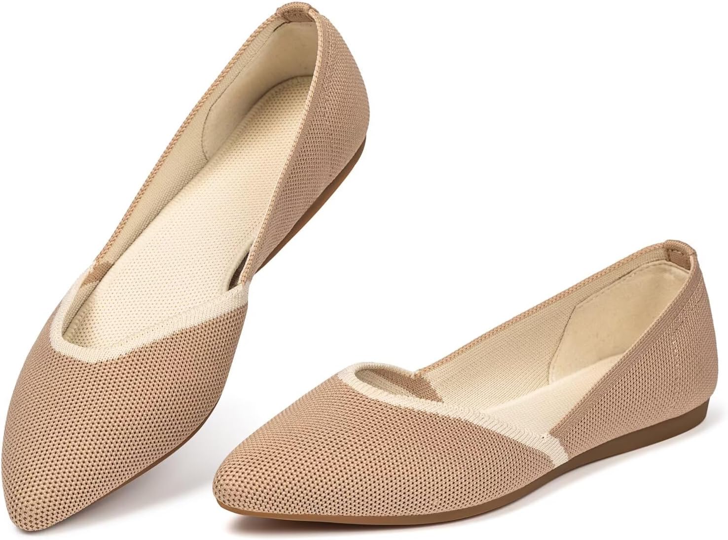 Frank Mully Womens Flat Shoes Classic Pointed Toe Flats Knitted Dress Shoes Soft Flats for Woman Comfortable Dressy