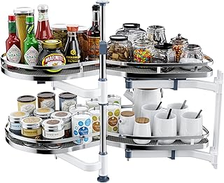 Corner Cabinet Pull Out Organizer, HAVEITS 2-Shelf Soft Close Organizer Lazy Susan with Non-Slip Trays for 36 inch Kitchen...