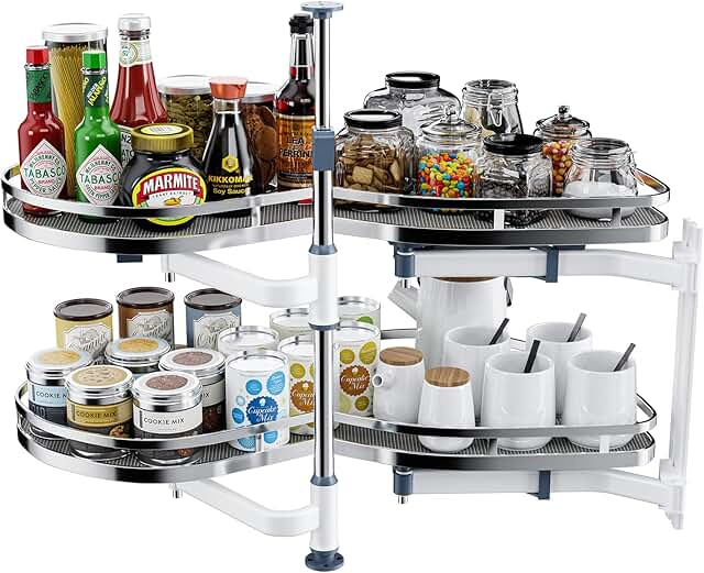 Corner Cabinet Pull Out Organizer, HAVEITS 2-Shelf Soft Close Organizer Lazy Susan with Non-Slip Trays for 36 inch Kitchen...