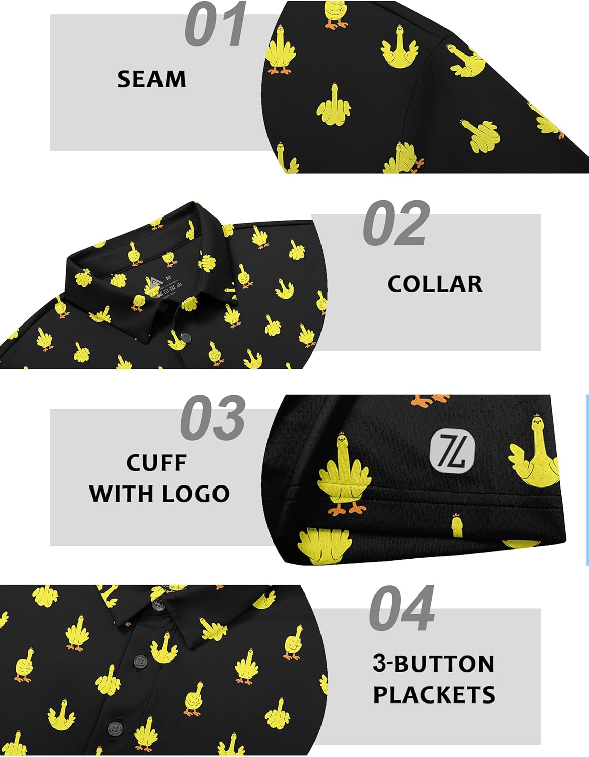 ZITY Select Mens Golf Shirts Short Sleeve UPF 50+ Print Performance Polo Moisture Wicking Casual Collared Golf Shirts for Men - Image 6