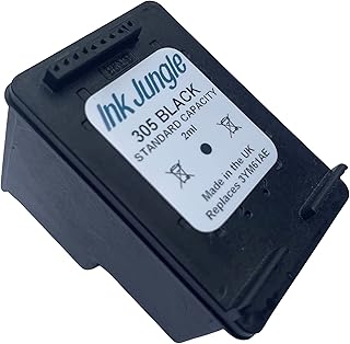 Ink Jungle 305 Black Ink Cartridge For HP DeskJet 2320 2710 2710e 2720 2720e 2721 2721e 2722 2722e 2723 2724 4110e 4120e 4122e 4130e DeskJet Plus 4110 4120 4122 4130 Printers Replaces HP 305