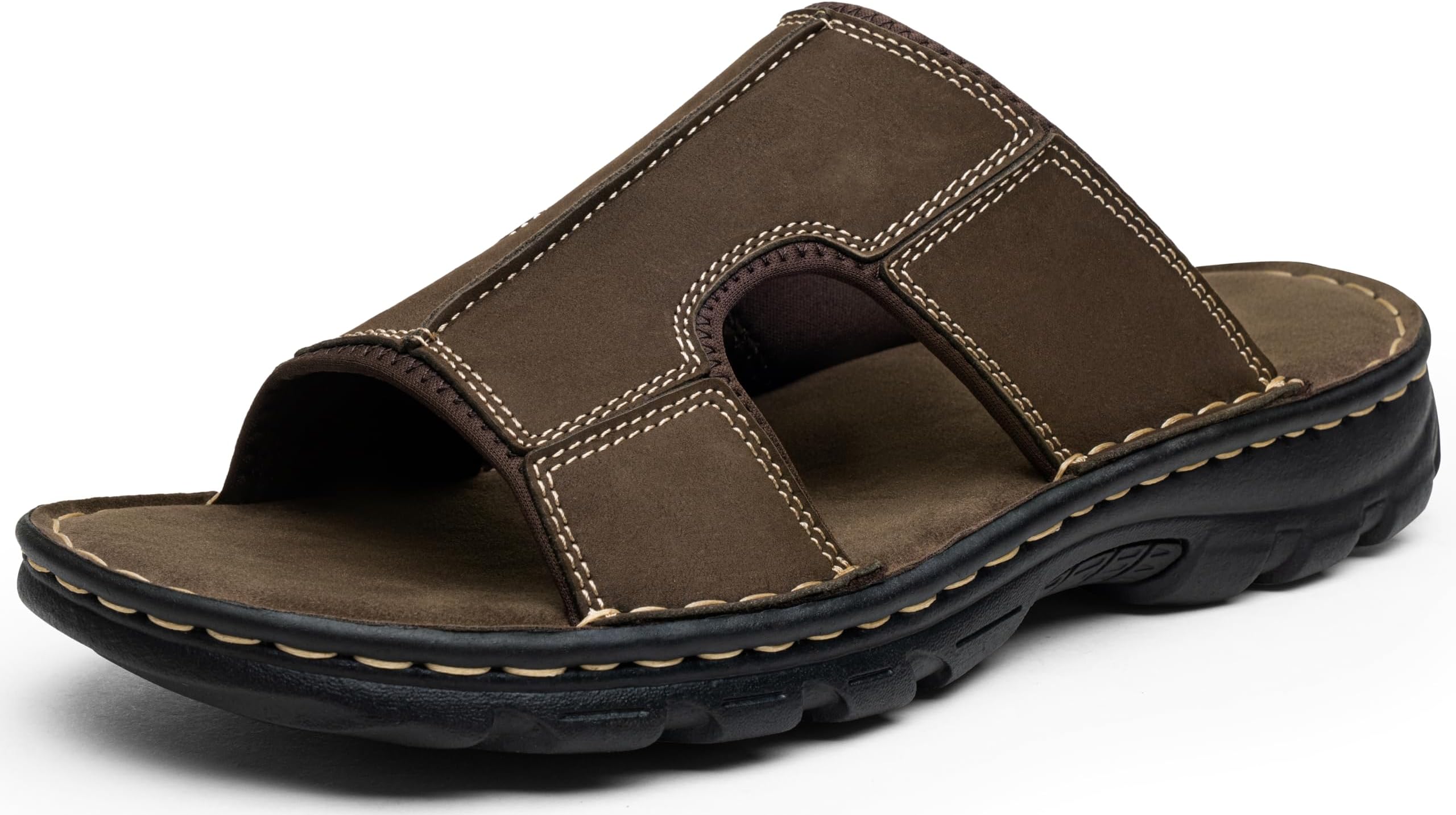 Jousen Men's Leather Sandals Arch Support Flip Flop Outdoor Retro Fisherman Sandals for Men, Amy2005a-black, 9 UK