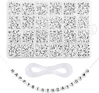 1620 Pieces A-Z Letter Beads, 7x4mm Sorted Alphabet Beads and White Acrylic Letter Bead Kit, Vowel Letter Beads for Jewellery Making&Crafts&Name BraceletsMaking&Crafts&Name Bracelets