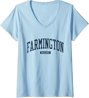 Womens Farmington Maine ME College University Style Blue V-Neck T-Shirt