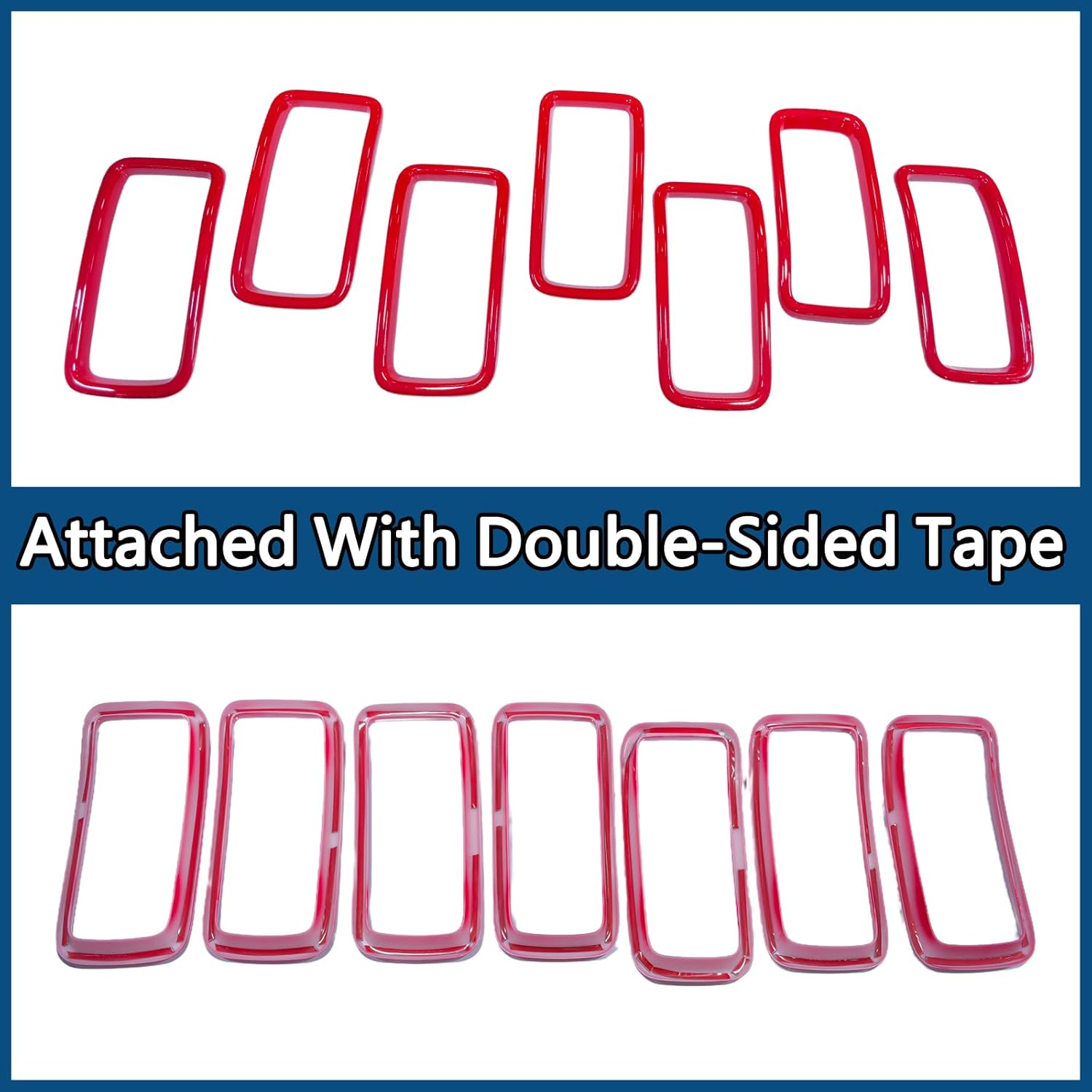 Car Front Grille Inserts Cover Trim for Jeep Renegade America Version 2019-2025 (South American Version 2019-2023) Exterior Accessories Red (Pack of 7)