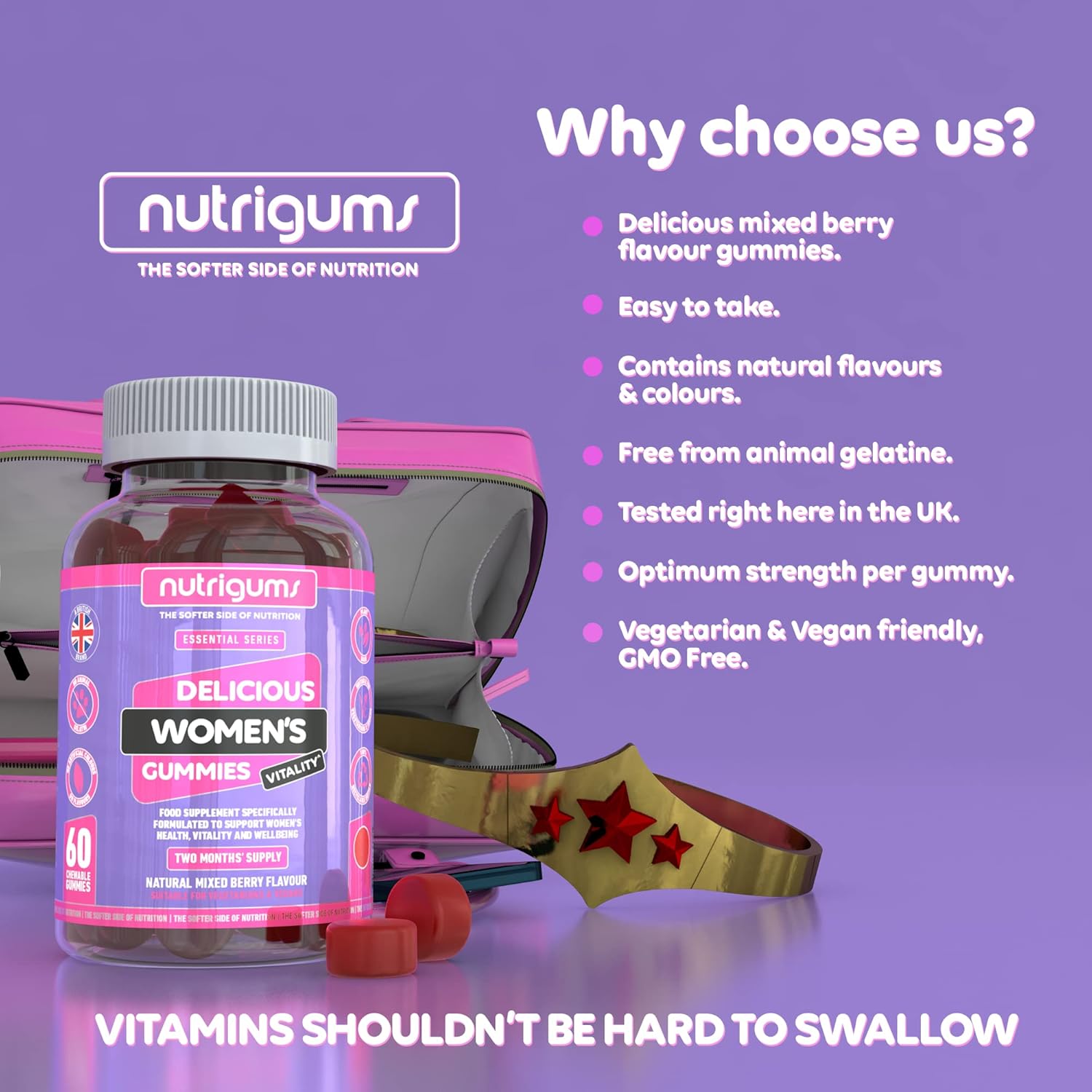 Women's Vitality Multivitamins & Probiotics Gummy, 60 count (Pack of 1) - Image 3