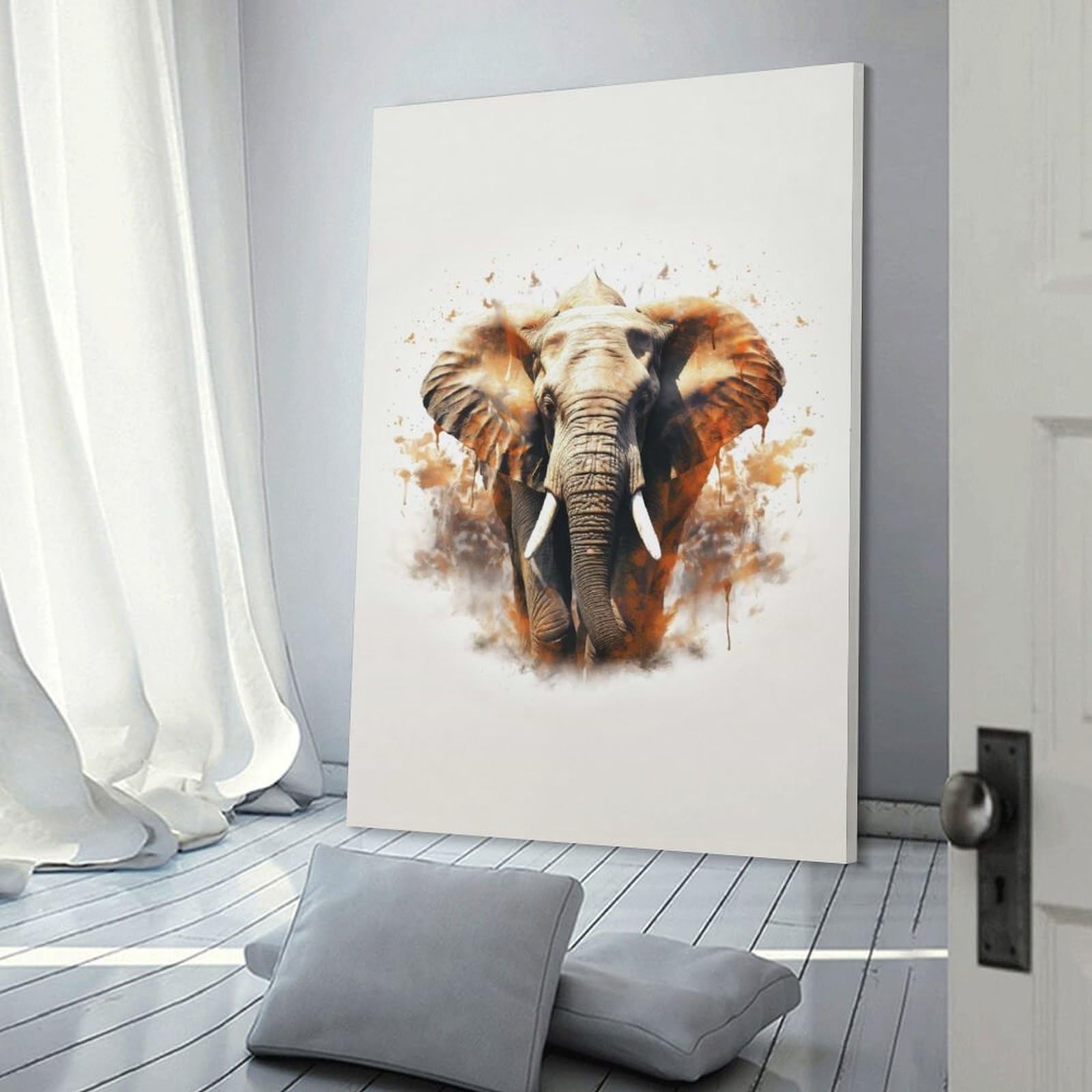 Junmoney Elephant Canvas Wall Decor, 16x24inch(40x60cm), for Wall Displays, Bedrooms Or Room Updates, Wall Decor Suited to Curated Displays