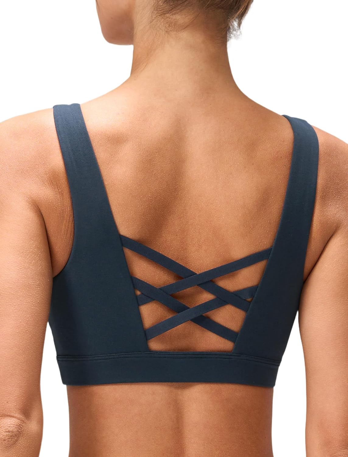 Yvette Cross Back Yoga Bra U Neck Wide Straps Sports Bra with Removable Cups