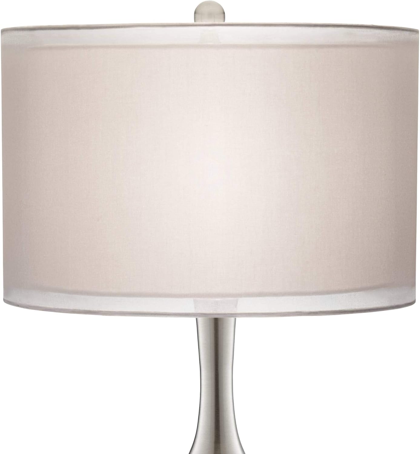 Possini Euro Design Swift Mid Century Modern Table Lamps 30.5" Tall Set of 2 Mercury Glass Chrome Double Sheer Drum Shade Decor Living Room Bedroom House Bedside Nightstand Home Office Entryway