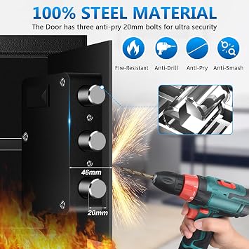 1.8 Cu Ft Small Fire proof Safe Box with Fireproof Waterproof Bag