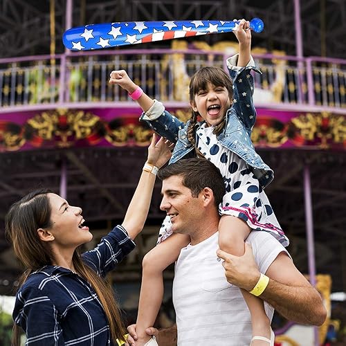 Miniatura 6 de ArtCreativity Inflable de bate de béisbol con bandera estadounidense, juego de 3, accesorios de disfraz patriótico, decoración del 4 de julio y