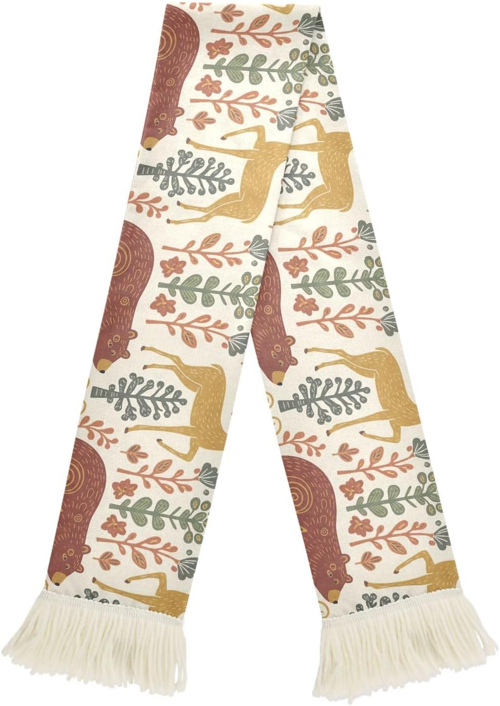 CHIFIGNO Brown Bears Deer Sports Fan Scarf Towel, Soft Absorbent Polyester Soccer Scarf for Cheering, Quick Dry Rally Towel with Fringe Ends